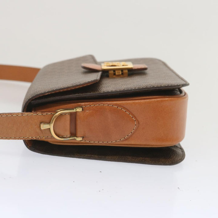 Celine Macadam Canvas Shoulder Bag PVC Leather Brown  68505