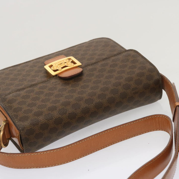 Celine Macadam Canvas Shoulder Bag PVC Leather Brown  68505