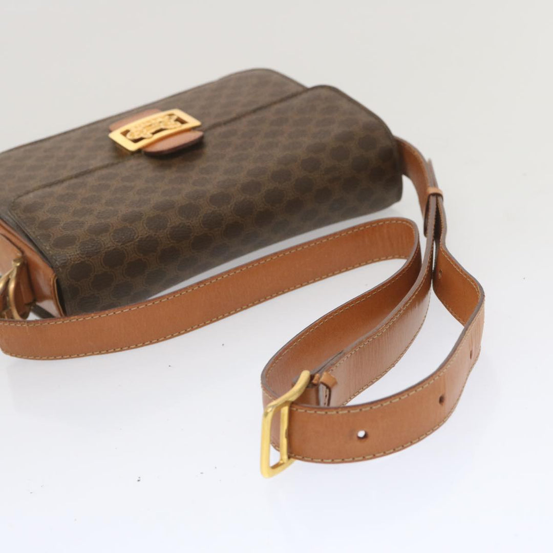 Celine Macadam Canvas Shoulder Bag PVC Leather Brown  68505