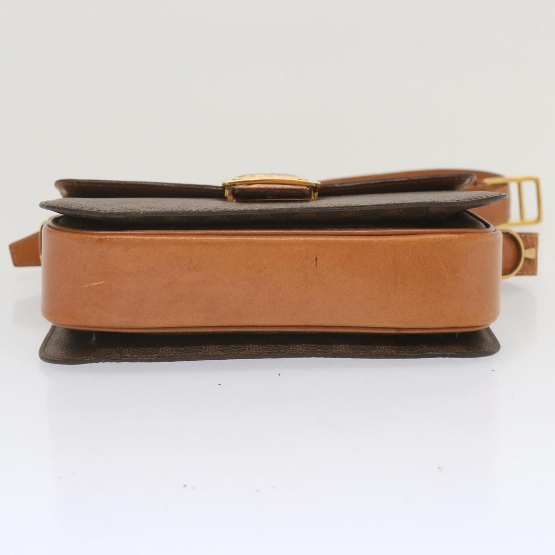 Celine Macadam Canvas Shoulder Bag PVC Leather Brown  68505