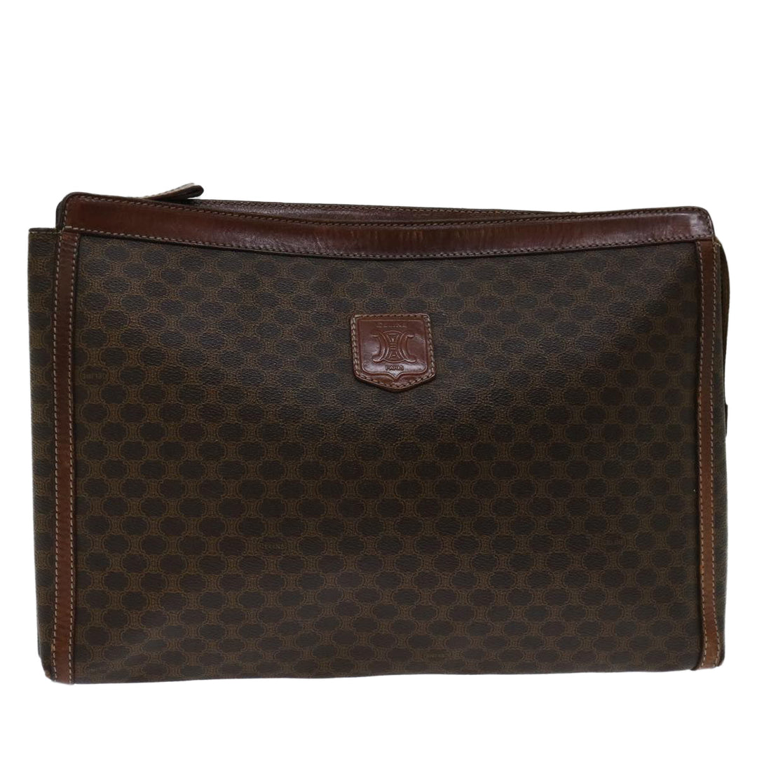 Celine Macadam Canvas Clutch Bag PVC Brown Auth 68613