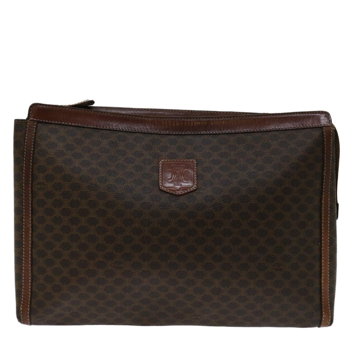 Celine Macadam Canvas Clutch Bag PVC Brown Auth 68613