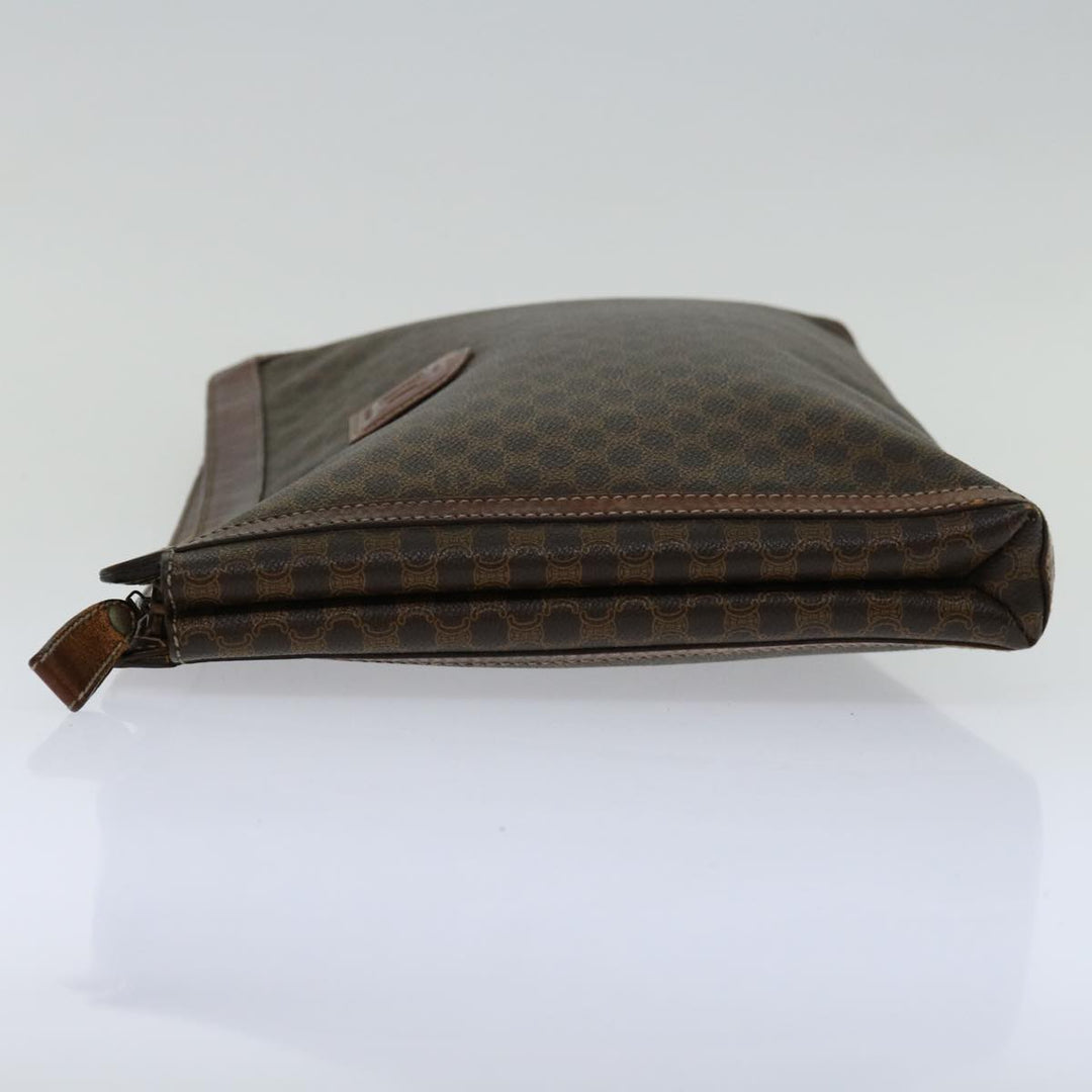 Celine Macadam Canvas Clutch Bag PVC Brown Auth 68613