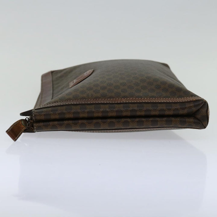 Celine Macadam Canvas Clutch Bag PVC Brown Auth 68613