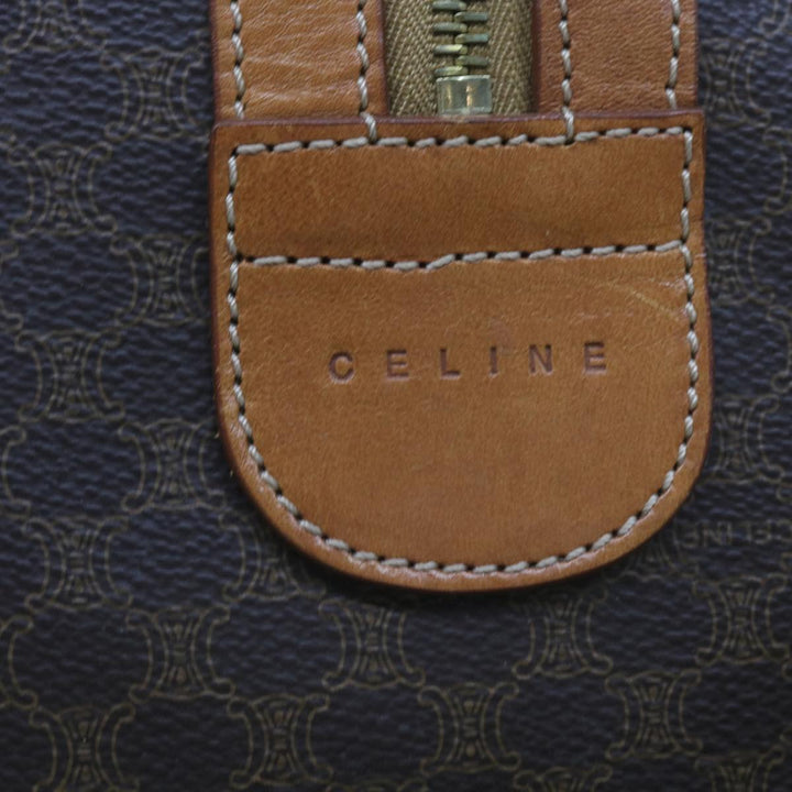 Celine Macadam Canvas Boston Bag PVC Brown  68690