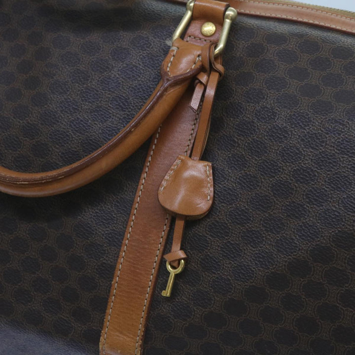 Celine Macadam Canvas Boston Bag PVC Brown  68690