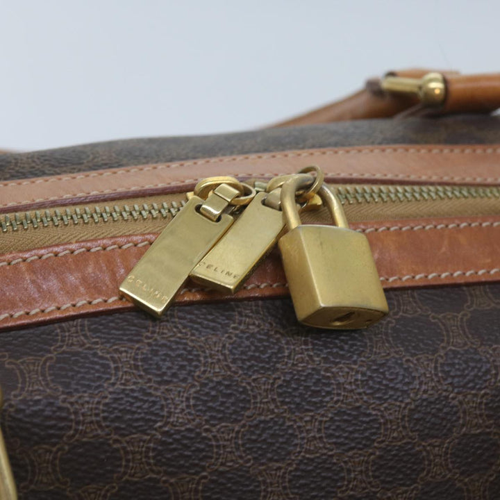 Celine Macadam Canvas Boston Bag PVC Brown  68690