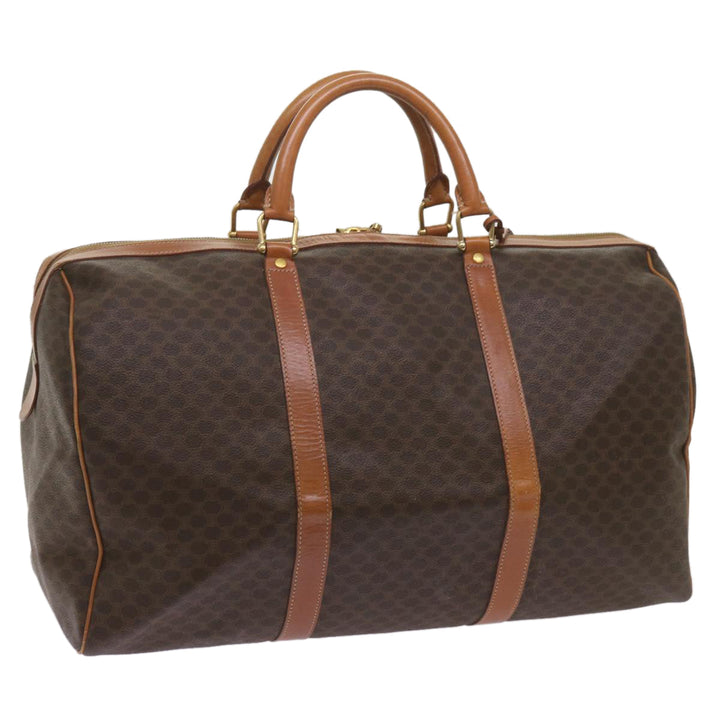 Celine Macadam Canvas Boston Bag PVC Brown  68690