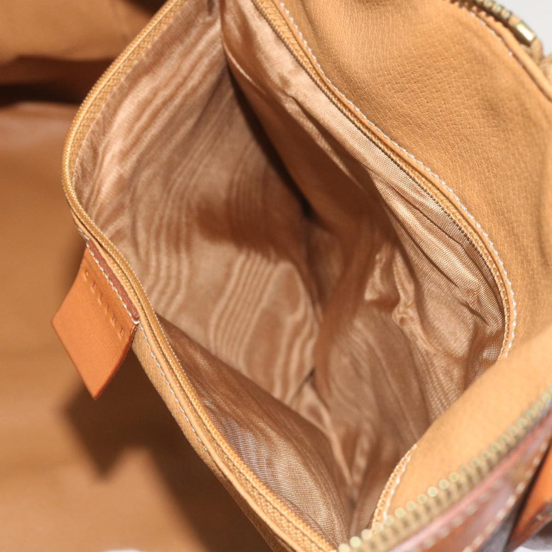 Celine Macadam Canvas Boston Bag PVC Brown  68690