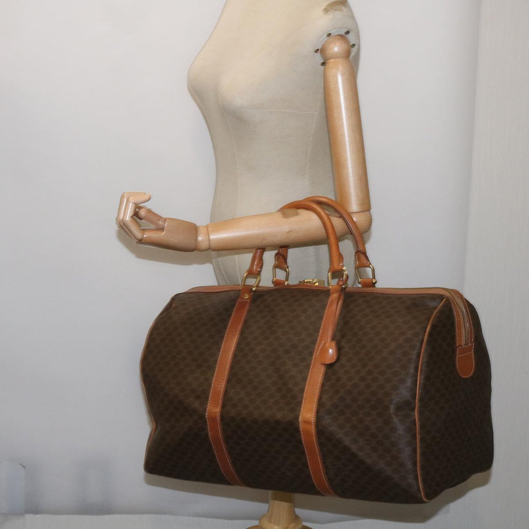Celine Macadam Canvas Boston Bag PVC Brown  68690