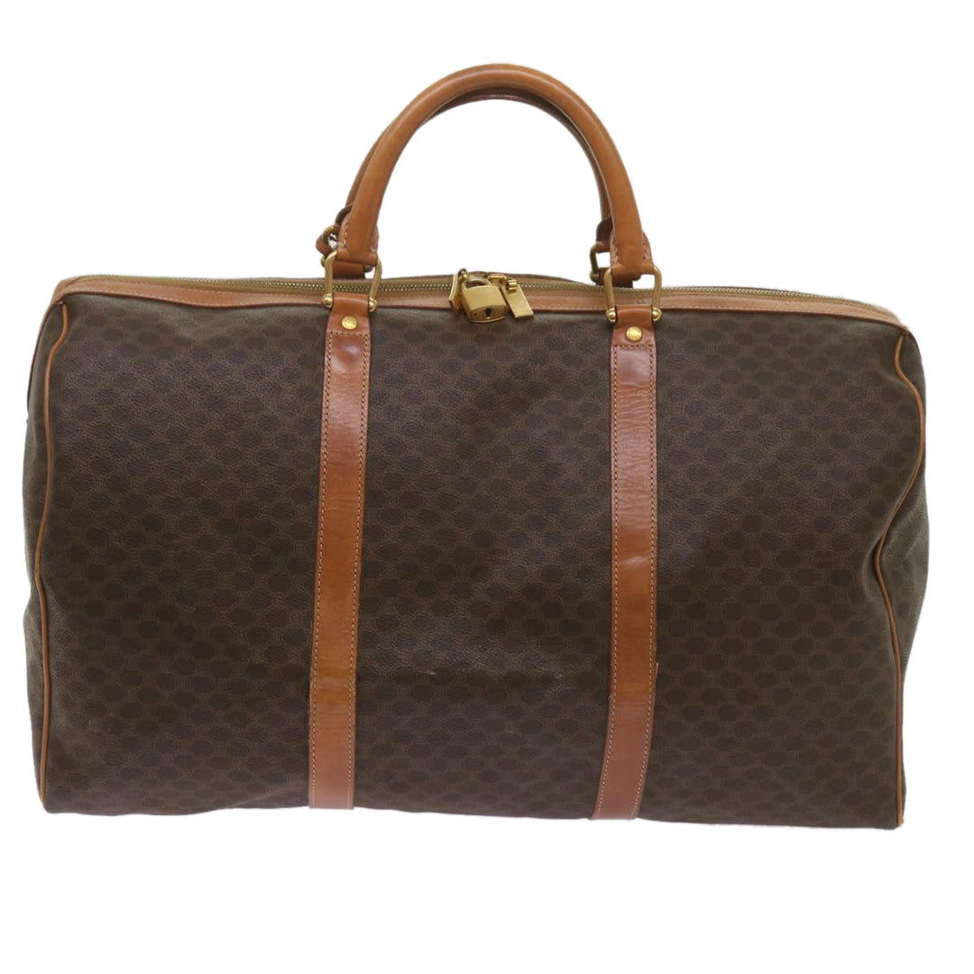 Celine Macadam Canvas Boston Bag PVC Brown  68690