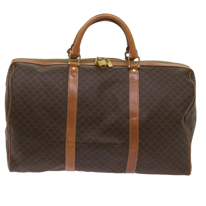 Celine Macadam Canvas Boston Bag PVC Brown  68690