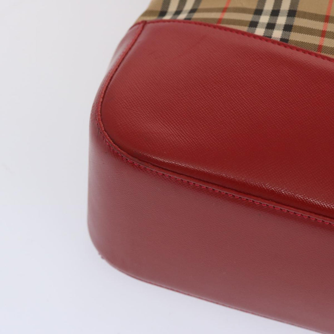 BurberrySs Nova Check Tote Bag Canvas Beige Red Auth 68740