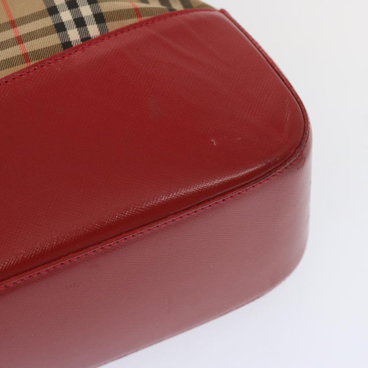 BurberrySs Nova Check Tote Bag Canvas Beige Red Auth 68740