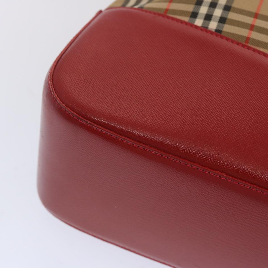 BurberrySs Nova Check Tote Bag Canvas Beige Red Auth 68740