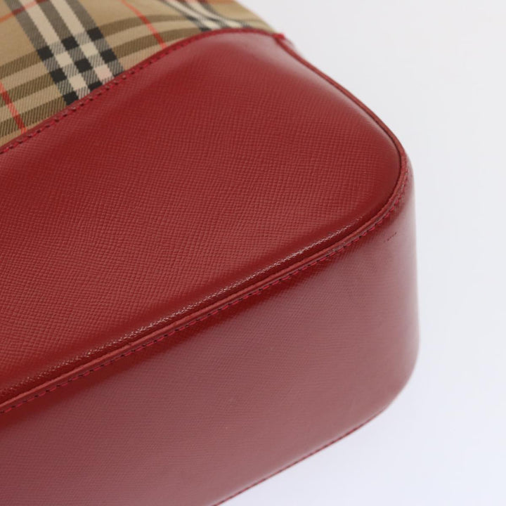 BurberrySs Nova Check Tote Bag Canvas Beige Red Auth 68740
