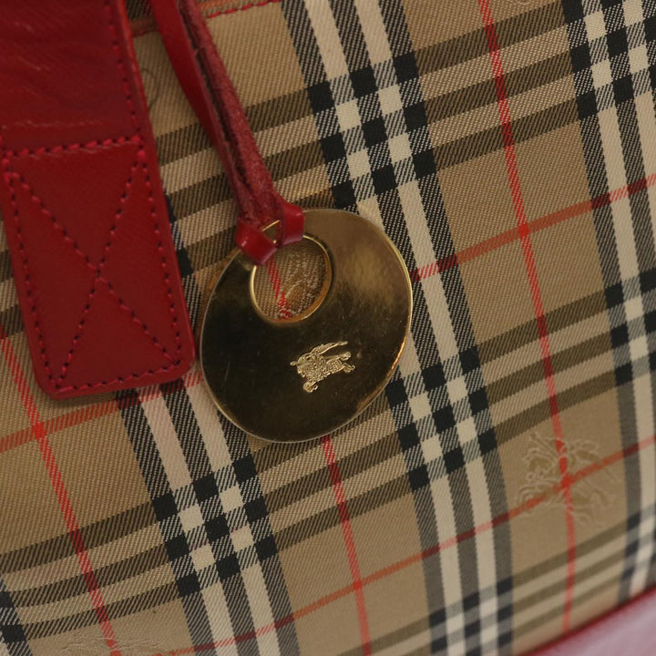BurberrySs Nova Check Tote Bag Canvas Beige Red Auth 68740