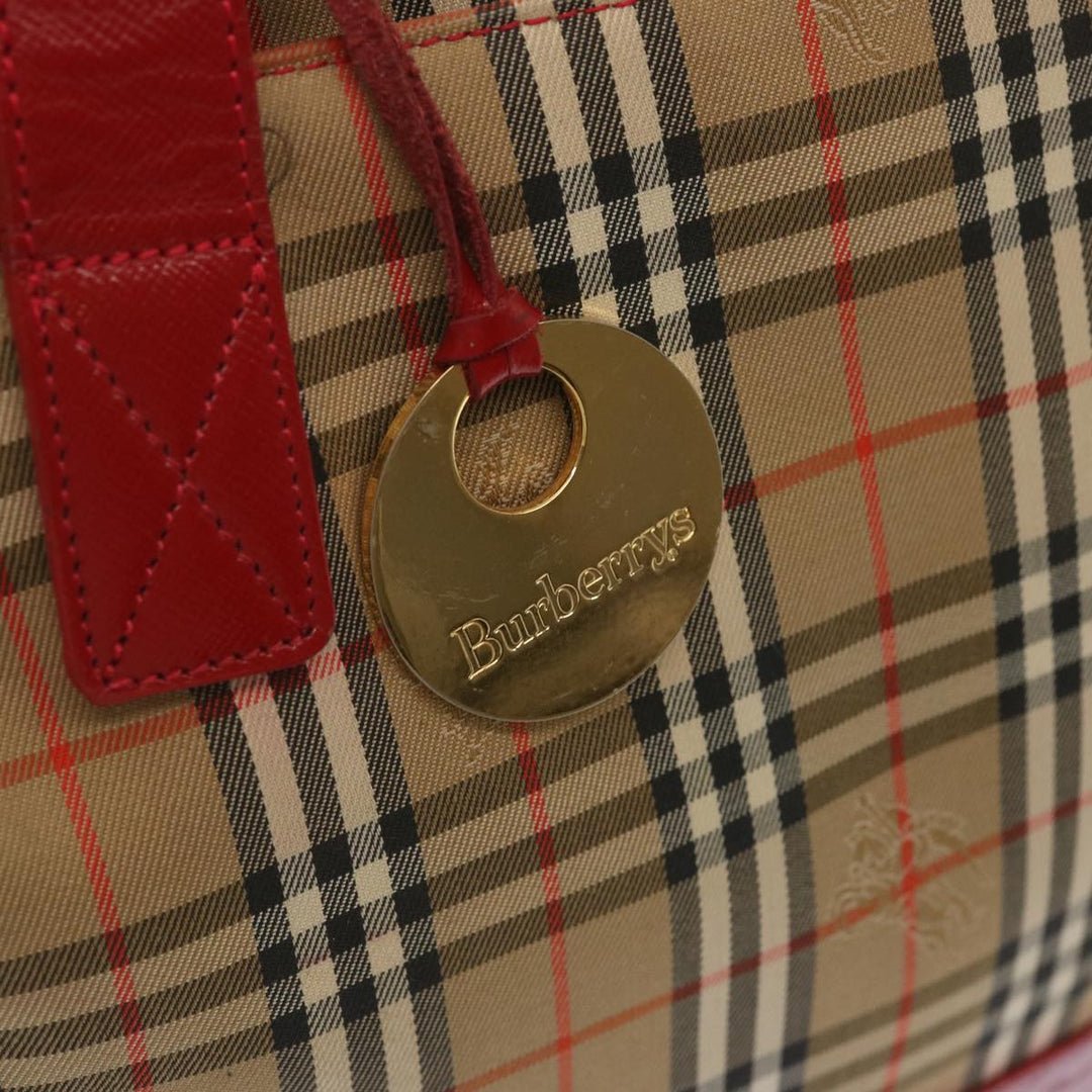 BurberrySs Nova Check Tote Bag Canvas Beige Red Auth 68740