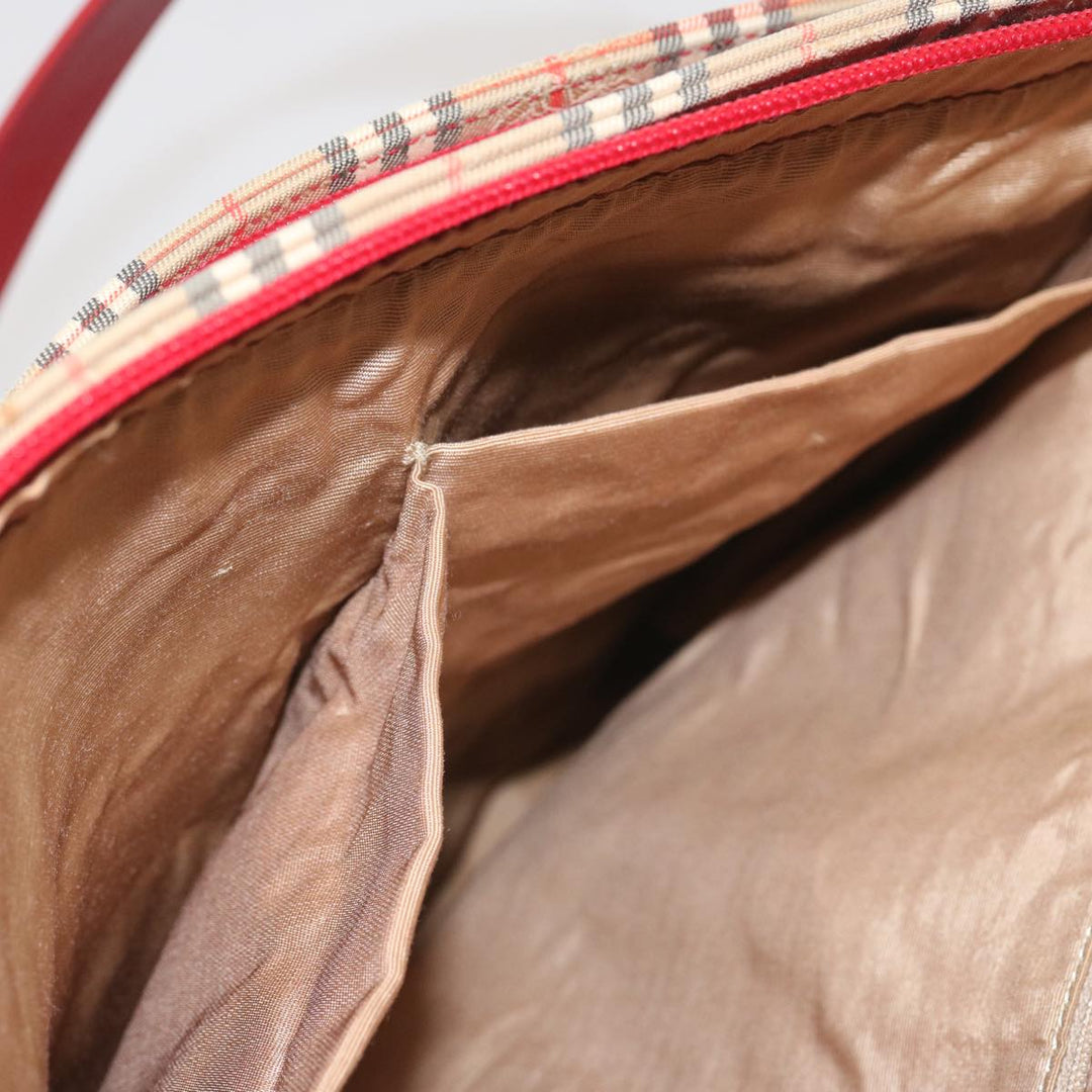 BurberrySs Nova Check Tote Bag Canvas Beige Red Auth 68740