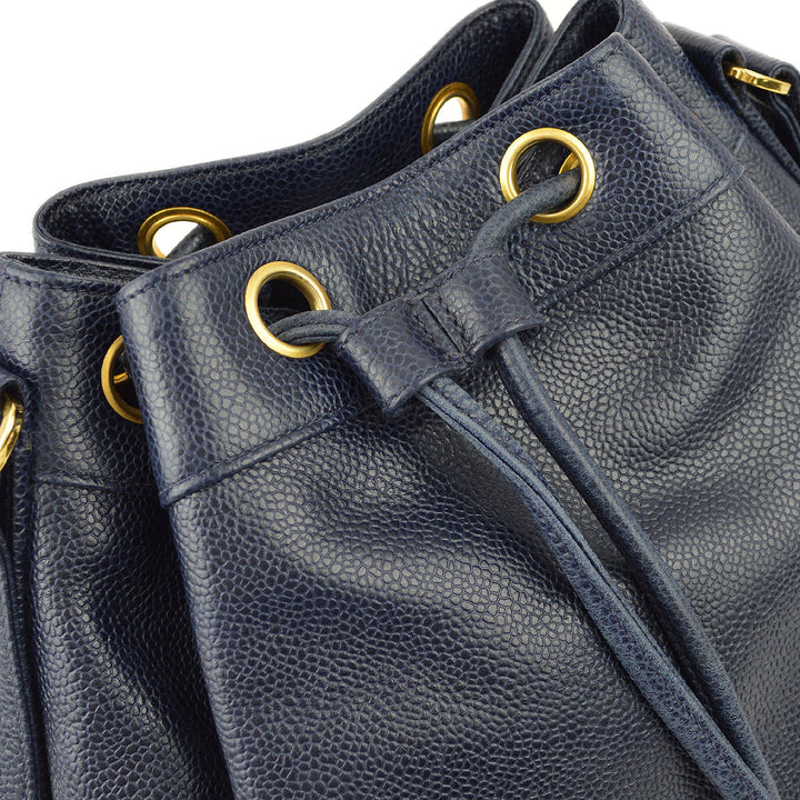 Top Quality Chanel Navy Caviar Triple CC Bucket Shoulder Bag