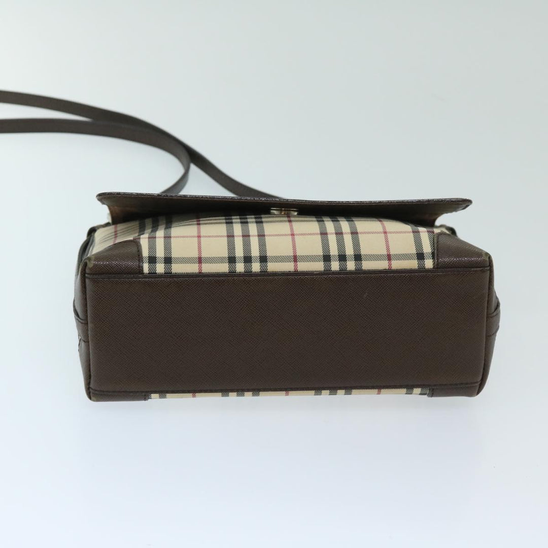 Burberry Nova Check Shoulder Bag Canvas Beige Brown Auth 68814