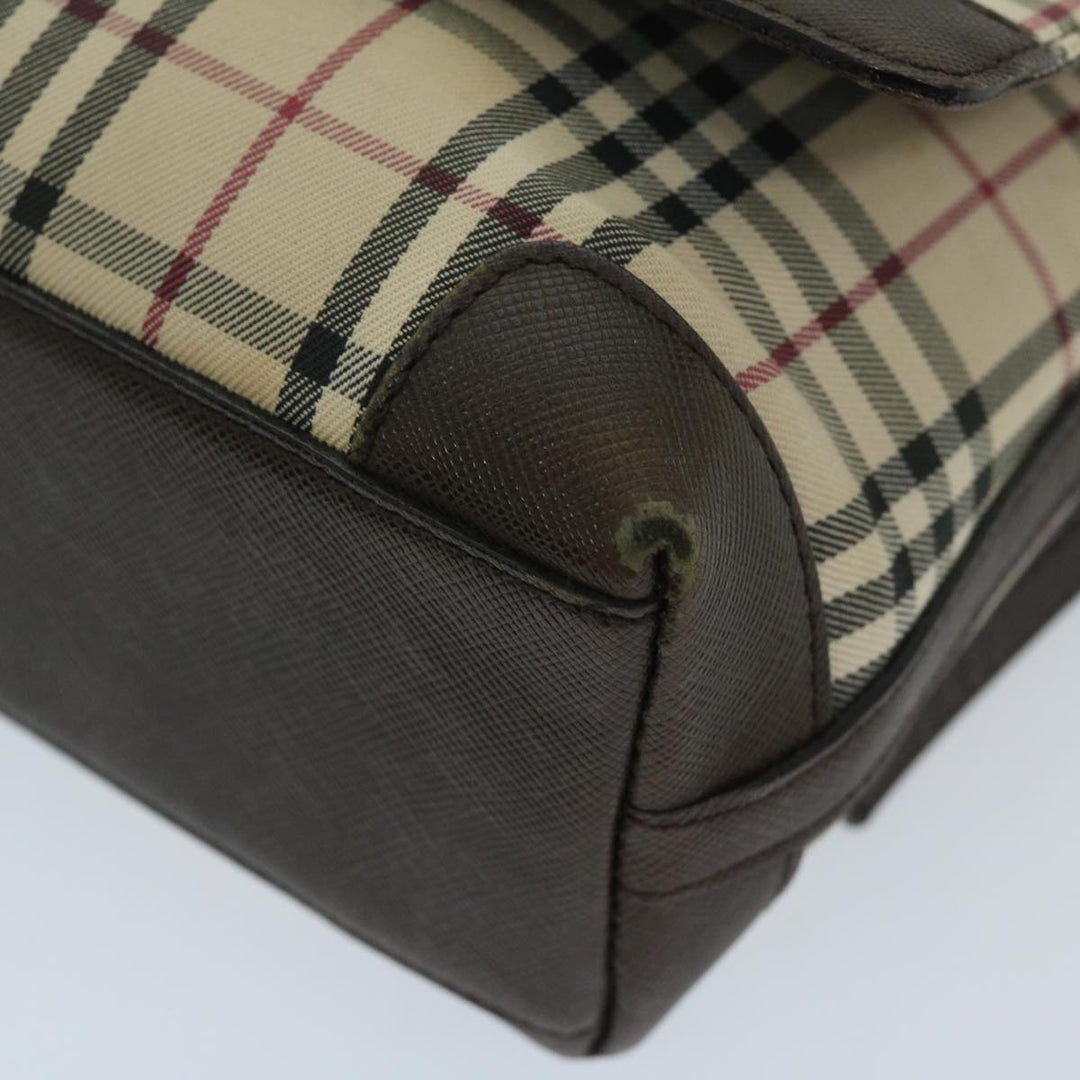 Burberry Nova Check Shoulder Bag Canvas Beige Brown Auth 68814