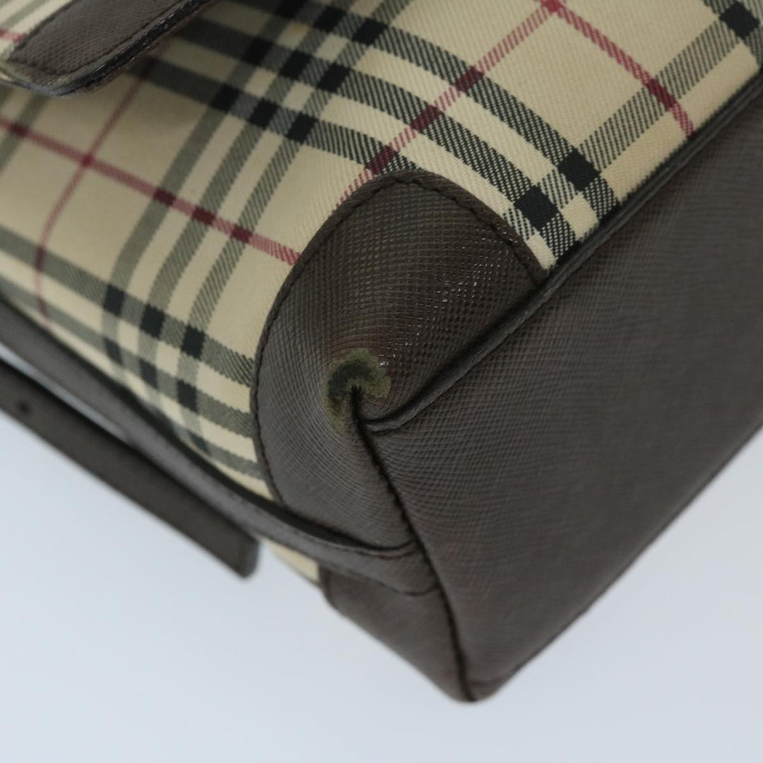 Burberry Nova Check Shoulder Bag Canvas Beige Brown Auth 68814