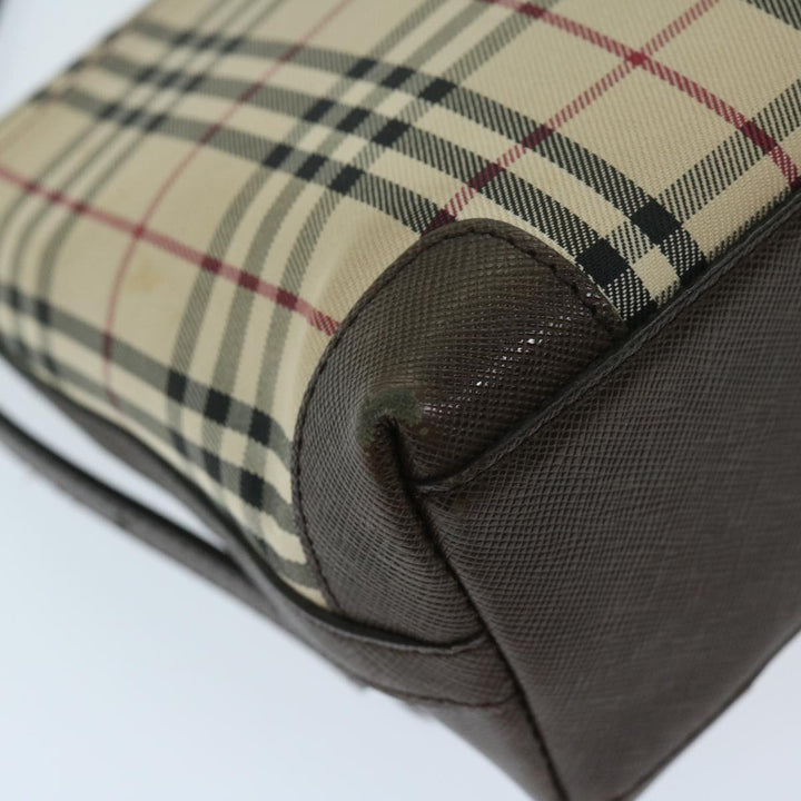 Burberry Nova Check Shoulder Bag Canvas Beige Brown Auth 68814
