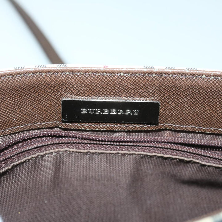 Burberry Nova Check Shoulder Bag Canvas Beige Brown Auth 68814