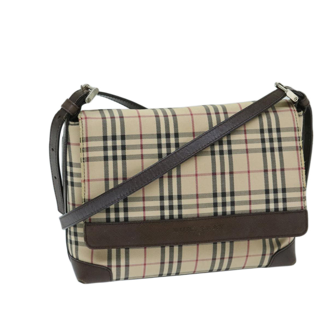 Burberry Nova Check Shoulder Bag Canvas Beige Brown Auth 68814