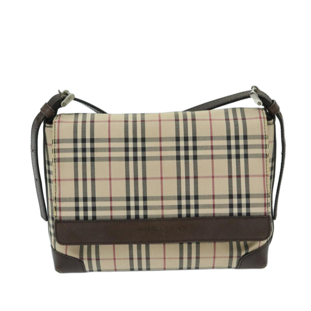 Burberry Nova Check Shoulder Bag Canvas Beige Brown Auth 68814