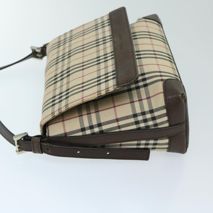 Burberry Nova Check Shoulder Bag Canvas Beige Brown Auth 68814