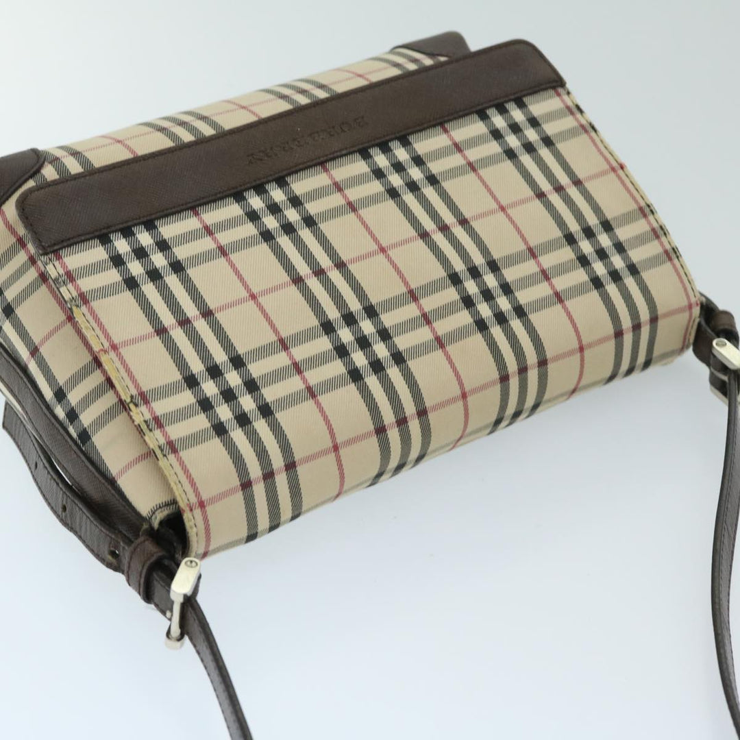 Burberry Nova Check Shoulder Bag Canvas Beige Brown Auth 68814