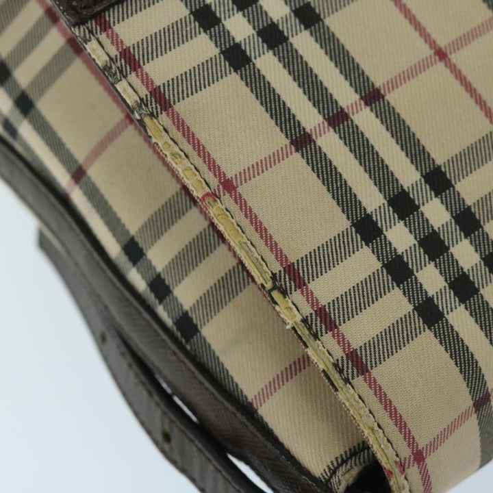 Burberry Nova Check Shoulder Bag Canvas Beige Brown Auth 68814