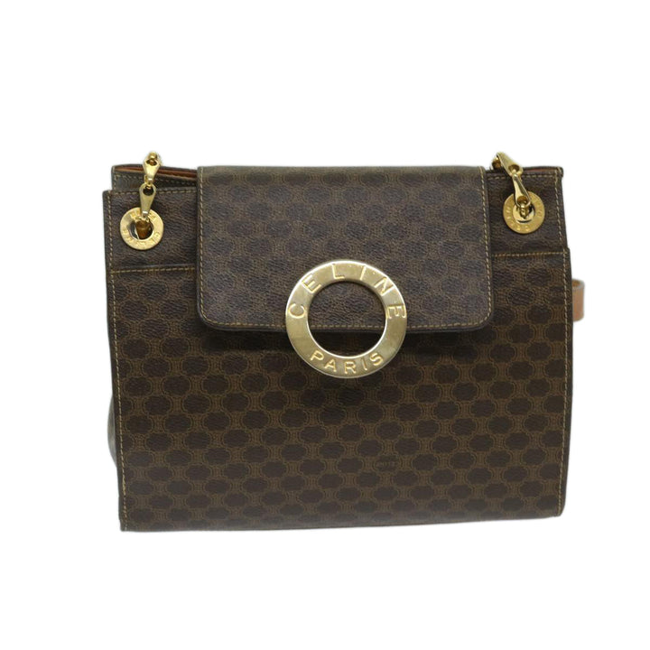Celine Macadam Canvas Shoulder Bag PVC Brown Auth 68845