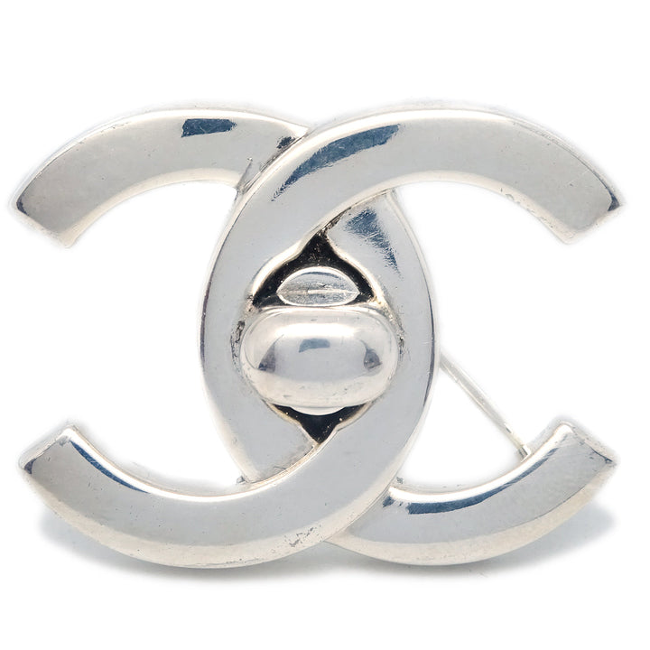 Top Quality Chanel Turnlock Brooch Pin Silver Large 96P