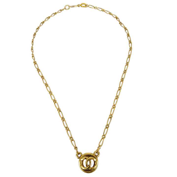 Top Quality Chanel Medallion Gold Chain Pendant Necklace 1983