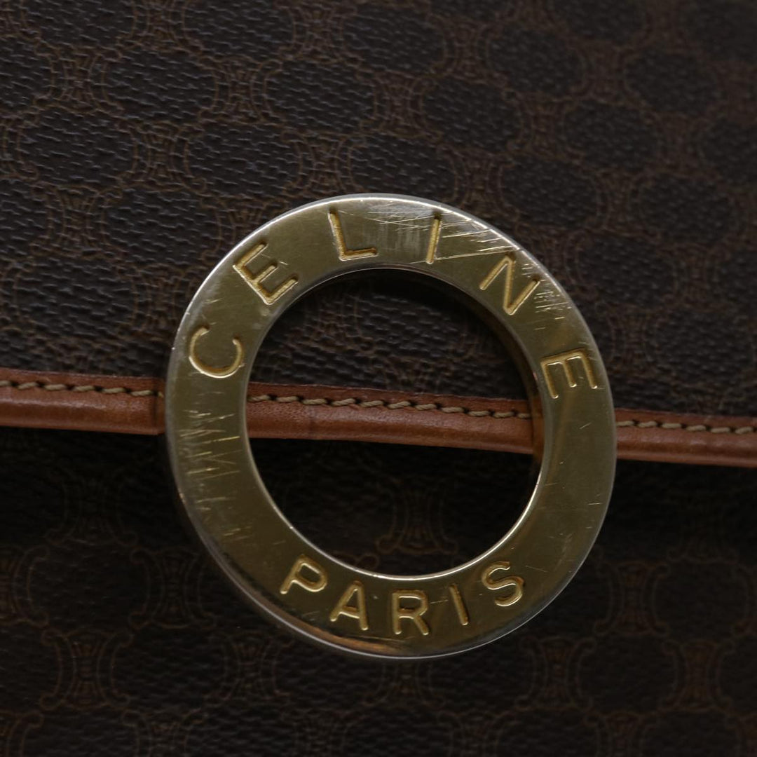 Celine Macadam Canvas Shoulder Bag PVC Brown Auth 68999