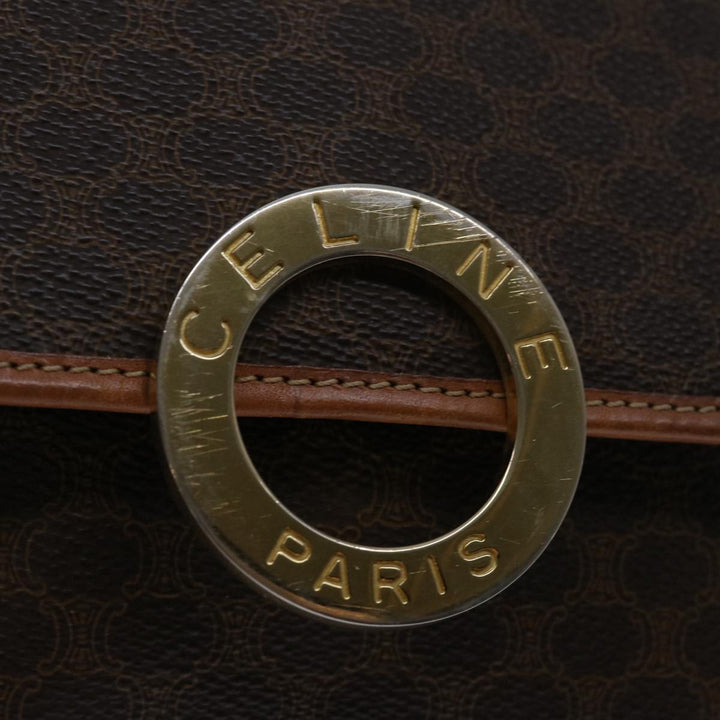 Celine Macadam Canvas Shoulder Bag PVC Brown Auth 68999