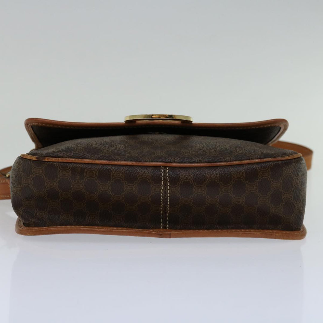 Celine Macadam Canvas Shoulder Bag PVC Brown Auth 68999