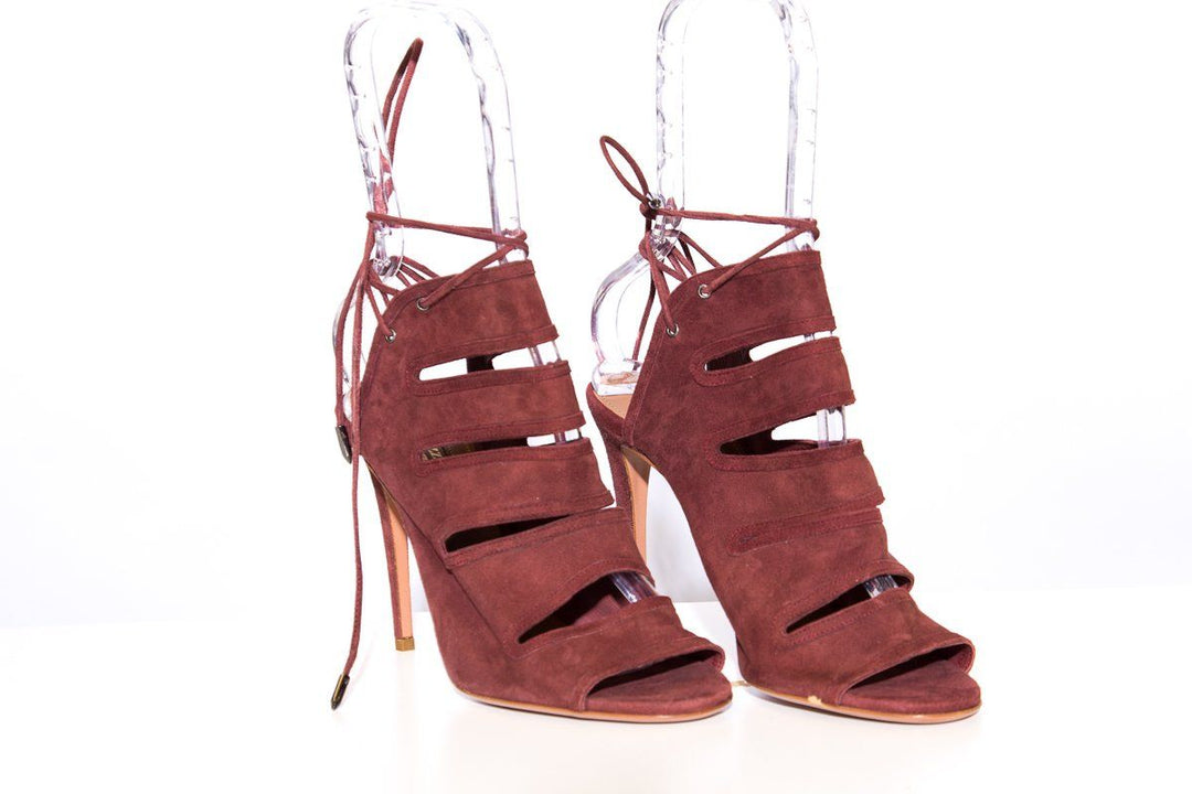 Aquazzura Burgundy Suede Heels SZ 38