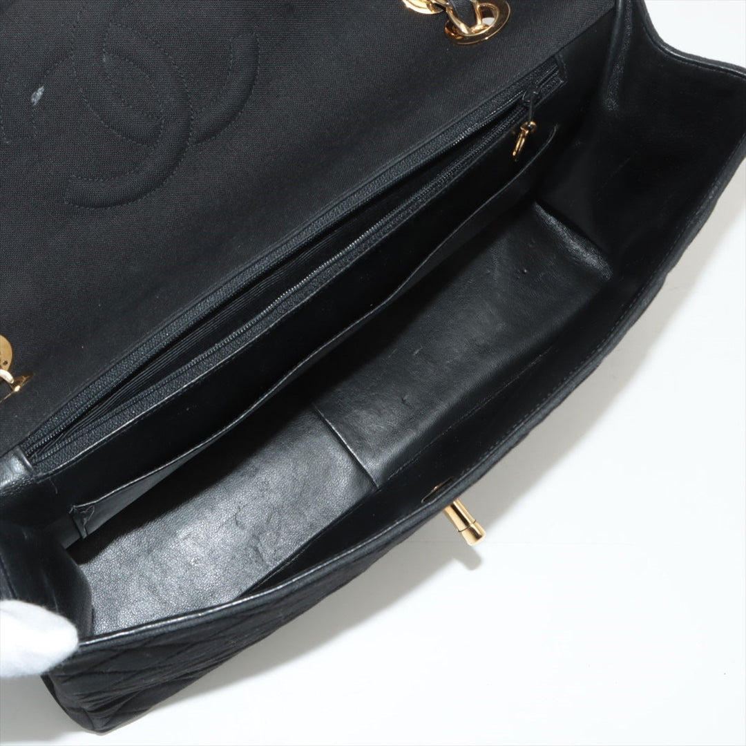 Top Quality Chanel Decamatrasse Cotton Single Flap Double Chain Bag Black Gold  2nd