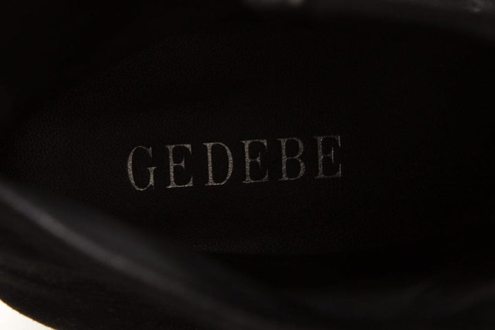 Gedebe Black & Crystal Ruffle Detail Boots SZ 39