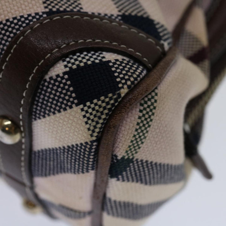 Burberry Nova Check Blue Label Hand Bag Canvas Beige Auth 69039