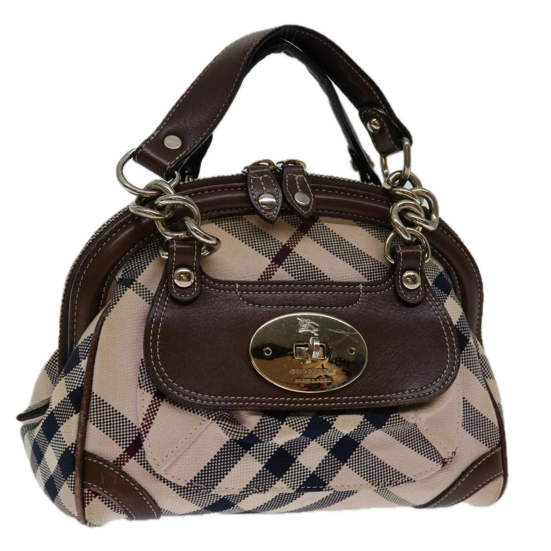 Burberry Nova Check Blue Label Hand Bag Canvas Beige Auth 69039