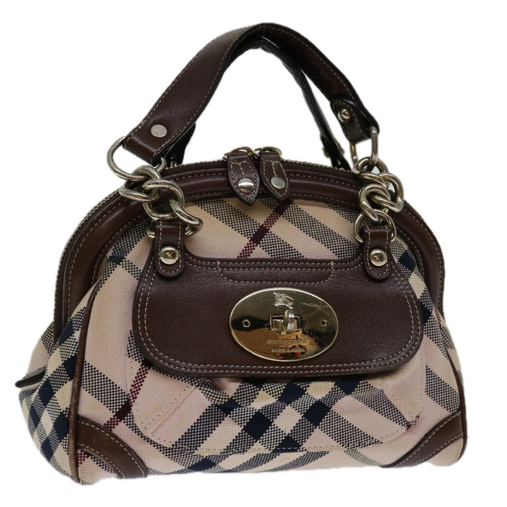 Burberry Nova Check Blue Label Hand Bag Canvas Beige Auth 69039