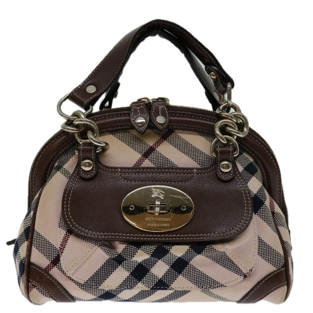 Burberry Nova Check Blue Label Hand Bag Canvas Beige Auth 69039