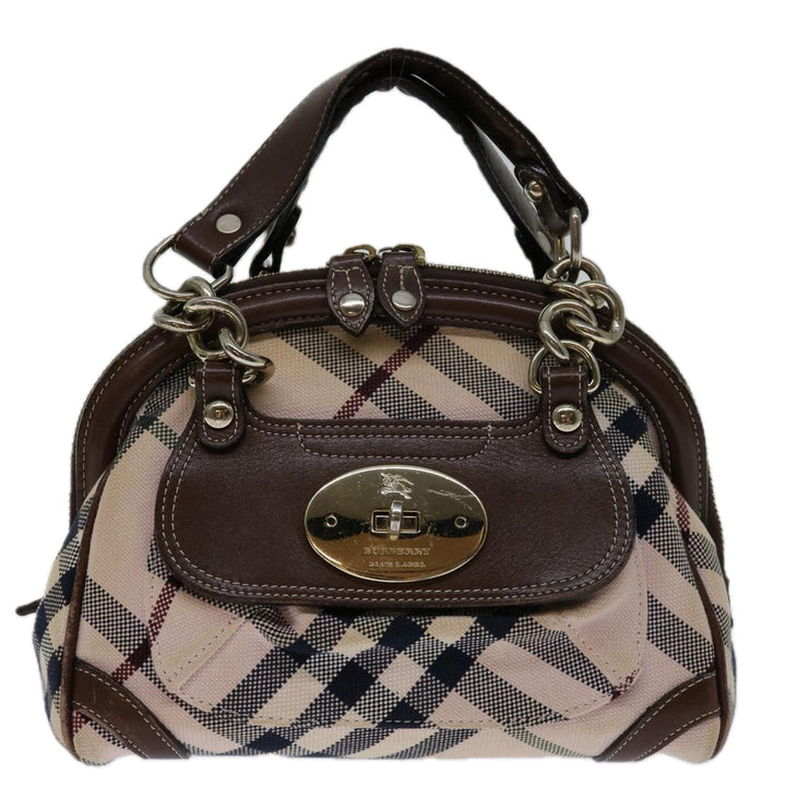 Burberry Nova Check Blue Label Hand Bag Canvas Beige Auth 69039
