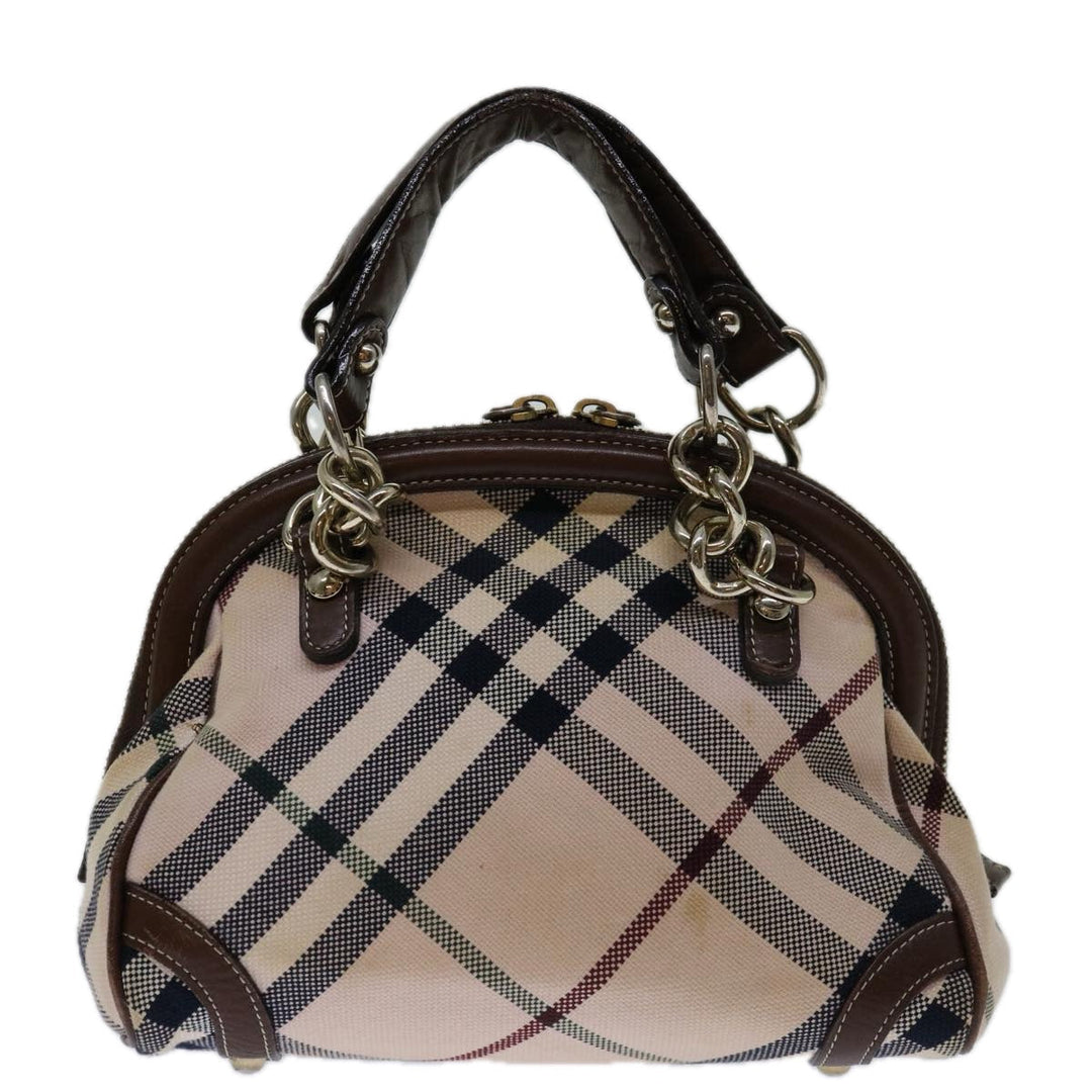 Burberry Nova Check Blue Label Hand Bag Canvas Beige Auth 69039