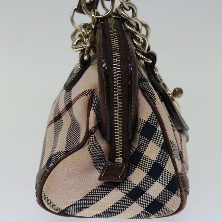 Burberry Nova Check Blue Label Hand Bag Canvas Beige Auth 69039